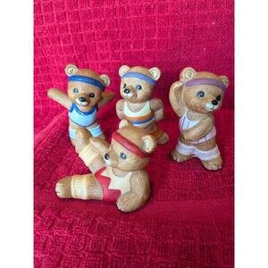 Exercise Bears ~ set of 4 ~ Retired ~ #1448 ~ Homco ~ vintage